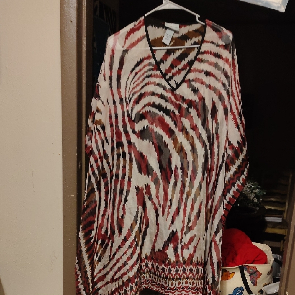 Red And Black Zebra Print Sheer Cover Up